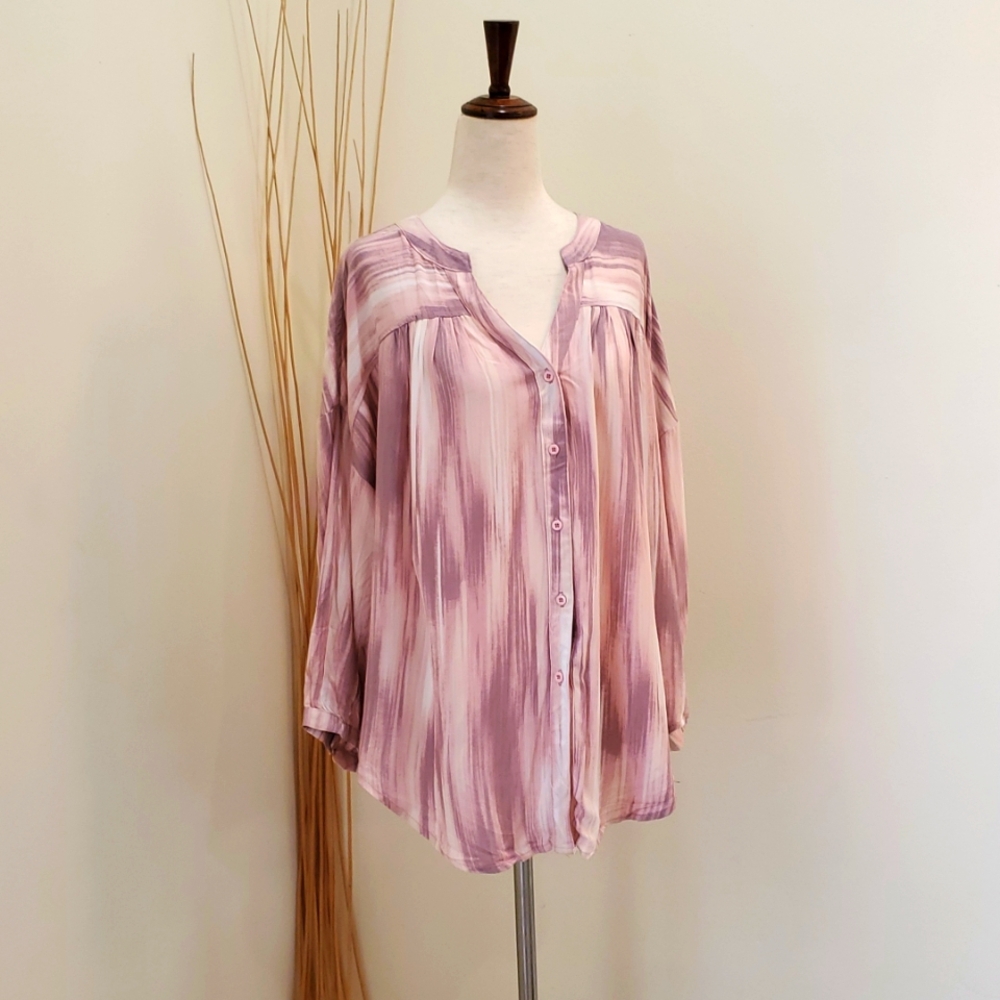 NWT Cooper & Ella Lavender and Pink Ombre Long Sleeve Blouse